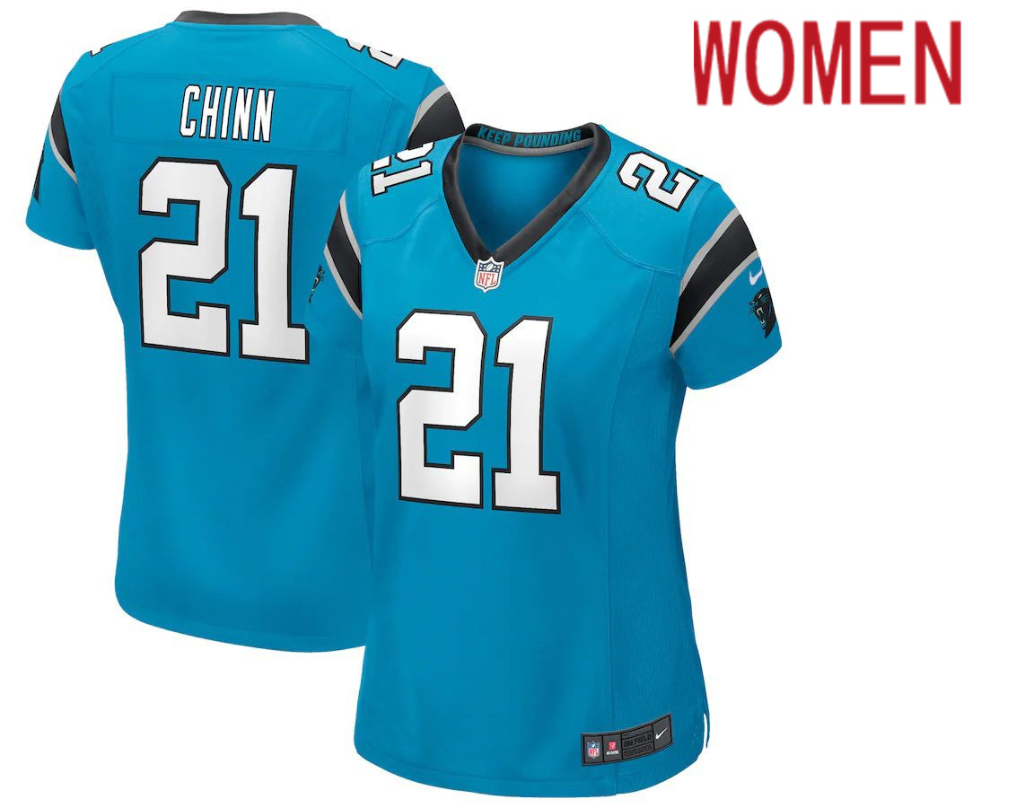 Women Carolina Panthers #21 Jeremy Chinn Nike Blue Game NFL Jersey->women nfl jersey->Women Jersey